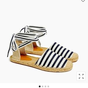 NWT J.Crew Factory Striped Lace Up D’Orsay Espadrille Sandals Size 8